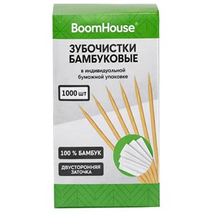 Зубочистки бамбуковые 1000 шт. в индивидуальной бумажной упаковке, BOOMHOUSE (БУМХАУС), 701949 - фото 10190452