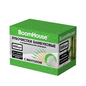 Зубочистки с МЕНТОЛОМ бамбуковые 500 шт. в индивидуальной упаковке, BOOMHOUSE (БУМХАУС), 701952 - фото 10190453