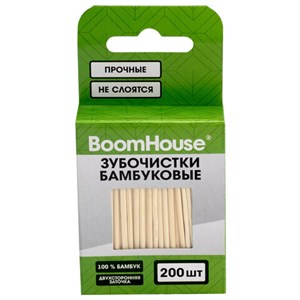 Зубочистки бамбуковые 200 шт. в коробке с подвесом, BOOMHOUSE (БУМХАУС), 701954 - фото 10190455