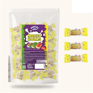 Мармелад жевательный MAGIC CHEW "Magic Rolls", фруктовое ассорти с кислой начинкой, 500 г, УТ-00002800 - фото 10329207