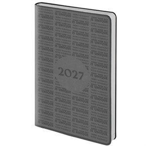 Ежедневник датированный 2027, А5, 138х213 мм, BRAUBERG "Aura", под кожу, гибкий, темно-серый, 117930 - фото 10456903