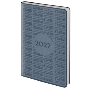Ежедневник датированный 2027, А5, 138х213 мм, BRAUBERG "Aura", под кожу, гибкий, серо-голубой, 117931 - фото 10456904