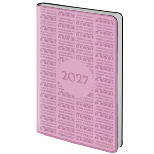 Ежедневник датированный 2027, А5, 138х213 мм, BRAUBERG "Aura", под кожу, гибкий, розовый, 117942 - фото 10456917
