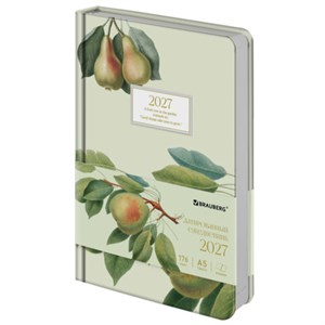 Ежедневник датированный 2027, А5, 138x213 мм, BRAUBERG "Vista Glow", под кожу, твердый, "Pear tree", 117961 - фото 10457086
