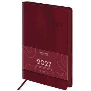 Ежедневник датированный 2027, А5, 138х213 мм, BRAUBERG "Flexi", под кожу, гибкий, винный, 118224 - фото 10457464