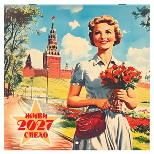 Календарь настенный перекидной 2027 г., BRAUBERG, 12 листов, 28,5х57 см, "Советские плакаты", 118423 - фото 10543697