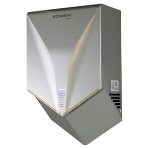 Сушилка для рук ВЫСОКОСКОРОСТНАЯ SONNEN HSD-A1011, 1000 Вт, 90 м/с, IPX4, пластик, серебристая, 701867 - фото 10875357