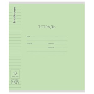 Тетрадь обложка пластик, 12 л., линия, ERICH KRAUSE "КЛАССИКА CoverPrо", ЗЕЛЕНАЯ, 62179 - фото 10885058