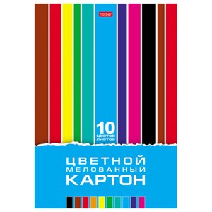 Картон цветной А4, МЕЛОВАННЫЙ, 10 листов, 10 цветов, в папке, HATBER, 195х280 мм, "Creative Set", 094760, 10Кц4_05809 - фото 11002243