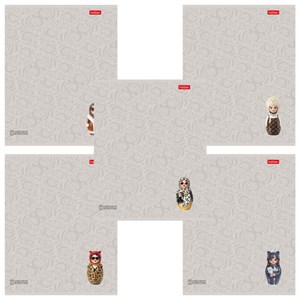 Тетрадь А5, 48 л., HATBER, скоба, линия, Soft-touch ламинация, 3D-лак, "Матрешки" (микс в спайке), 095882, 48Т5лолВ2 - фото 11004869