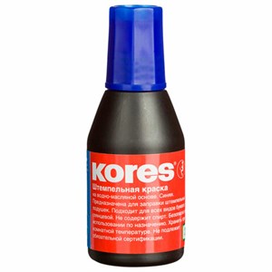 Краска штемпельная KORES синяя 28 мл, на водно-масляной основе, 71304, 3181 - фото 11004965