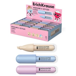 Текстовыделитель ERICH KRAUSE "Visioline V-23 Flex Yummy", с гибким наконечником, цвет ассорти, 63554 - фото 11077715
