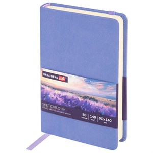 Скетчбук, слоновая кость 140 г/м2 90х140 мм, 80 л., КОЖЗАМ, резинка, BRAUBERG ART CLASSIC, пастель сиреневый, 116875 - фото 11363229