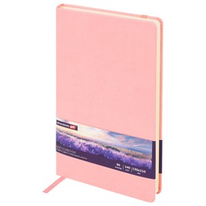 Скетчбук, слоновая кость 140 г/м2 130х210 мм, 80 л., КОЖЗАМ, резинка, BRAUBERG ART CLASSIC, пастель розовый, 116878 - фото 11363233