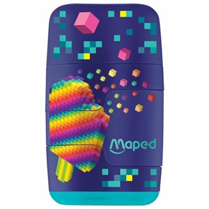 Точилка с ластиком 2 в 1 MAPED (Франция) "Pixel Party Connect", 2 отверстия, 049223 - фото 11364282
