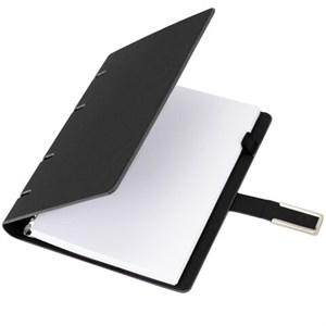 Тетрадь на кольцах А5, 180х220 мм, 120 л., под кожу soft-touch, застежка, BRAUBERG SHADE, черный, 405246 - фото 11364371