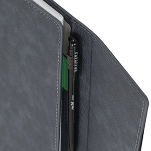 Тетрадь на кольцах А5, 180х220 мм, 120 л., под кожу, клапан, разделители, BRAUBERG SMART, серый, 405250 - фото 11364375