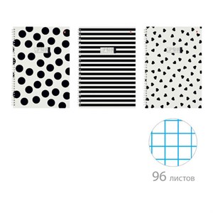 Тетрадь А4 96 л. АЛЬТ гребень, клетка, глянцевая ламинация, "BLACK&WHITE" (3 вида), 7-96-1354 - фото 11364523