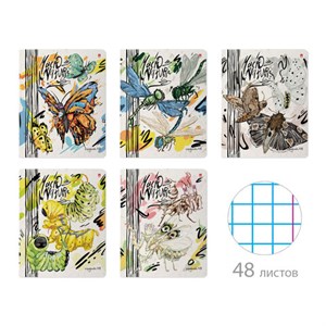 Тетрадь А5 48 л. АЛЬТ скоба, клетка, матовая ламинация, "MACRO NATURE" (5 видов), 7-48-1340 - фото 11364541