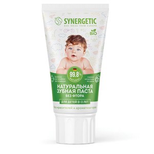 Зубная паста детская 50 г, SYNERGETIC, липа и ромашка, от 0 до 3 лет, натуральная, 201008 - фото 11365707