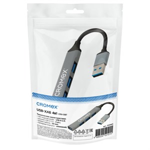 Хаб-разветвитель CRX-087, USB-A 2.0, 4 в 1, 4 x USB-A 2.0, 60 мм, серый, CROMEX (КРОМЕКС), 355064 - фото 11395359