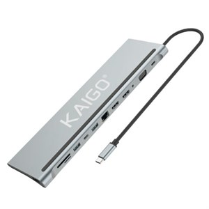 Док-станция хаб-разветвитель KG-051 Type-C 3.2, 12в1:USB2.0/3.2+PD100W+Type-C+2хHDMI+RJ45+VGA+AUX+SD/TF,KAIGO, 355071 - фото 11395373