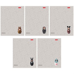 Тетрадь А5, 48 л., HATBER, скоба, клетка, soft-touch ламинация, 3D-лак, Матрешки (микс в спайке), 095881, 48Т5лолВ1 - фото 12242388