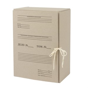 Короб архивный STAFF, 150 мм, переплетный картон, 2 хлопчатобумажные завязки, до 1400 листов, 110931 - фото 1302456