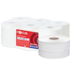 Бумага туалетная 170 м, FOCUS (Система Т2) 2-слойная, цвет белый, КОМПЛЕКТ 12 рулонов, 5036904 - фото 1305859