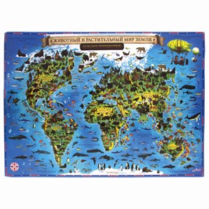 Карта мира "Животный и растительный мир" 101х69 см, интерактивная, в тубусе, ЮНЛАНДИЯ, 112373 - фото 1306274
