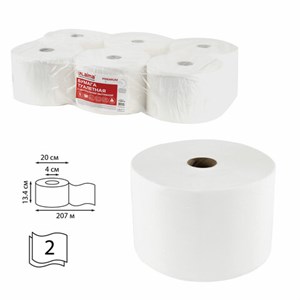 Бумага туалетная с центральной вытяжкой 207 м, LAIMA (Система T8) PREMIUM, 2-слойная, белая, КОМПЛЕКТ 6 рулонов, 112514 - фото 1306798
