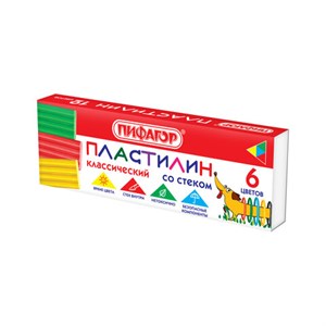 Пластилин классический ПИФАГОР "Веселая такса", 6 цветов, 90 г, СО СТЕКОМ, 106674 - фото 1931198