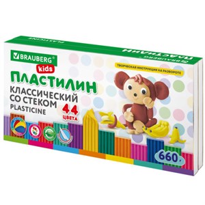 Пластилин классический BRAUBERG KIDS, 44 цвета, 660 грамм, стек, ВЫСШЕЕ КАЧЕСТВО, 106679 - фото 2099810