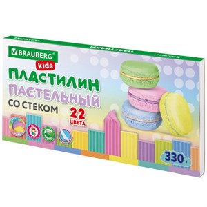 Пластилин классический пастельные цвета BRAUBERG KIDS, 22 цвета, 330 грамм, стек, 106682 - фото 2099813