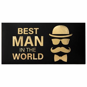 Конверт для денег "BEST MAN IN THE WORLD", Мужской стиль, 166х82 мм, фольга, ЗОЛОТАЯ СКАЗКА, 113759 - фото 2563481