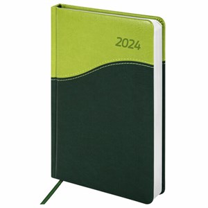 Ежедневник датированный 2024 А5 138x213 мм, BRAUBERG "Bond", под кожу, зеленый/салатовый, 114831 - фото 2567473