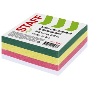 Блок для записей STAFF, проклеенный, куб 8х8 см, 350 листов, цветной, 120384 - фото 2569755