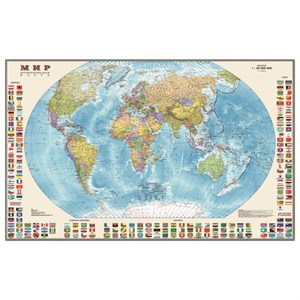Карта настенная "Мир. Политическая карта с флагами", М-1:30 млн., размер 122х79 см, ламинированная, 638, 377 - фото 2570377