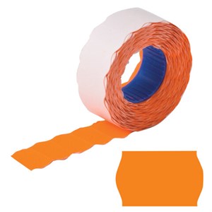 Этикет-лента 22х12 мм, волна, оранжевая, комплект 5 рулонов по 800 шт., BRAUBERG, 123574 - фото 2570792