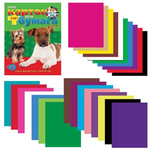Набор цветного картона и бумаги А4, 16 + 10 цветов склейка HATBER VK, 195х275 мм, Щенки, 26НКБ4к 05284, N133835 - фото 2572697