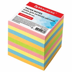 Блок для записей BRAUBERG проклеенный, куб 9х9х9 см, цветной, 129207 - фото 2575296