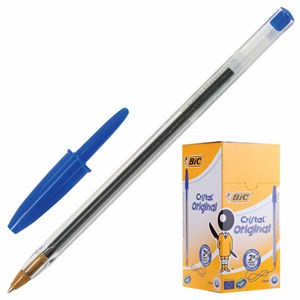 Ручка шариковая BIC "Cristal", СИНЯЯ, корпус прозрачный, узел 1 мм, линия письма 0,32 мм, 847898 - фото 2577101