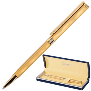 Ручка подарочная шариковая GALANT "Stiletto Gold", тонкий корпус, золотистый, золотистые детали, пишущий узел 0,7 мм, синяя, 140527 - фото 2577281