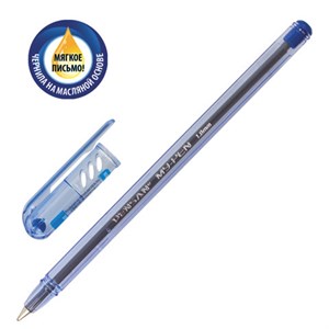 Ручка шариковая масляная PENSAN "My-Pen", СИНЯЯ, корпус тонированный синий, узел 1 мм, линия письма 0,5 мм, 2210 - фото 2577360
