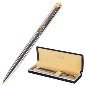 Ручка подарочная шариковая GALANT "Barendorf", корпус серебристый с гравировкой, золотистые детали, пишущий узел 0,7 мм, синяя, 141011 - фото 2577456