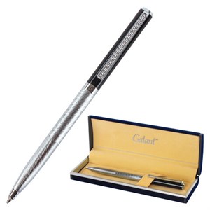 Ручка подарочная шариковая GALANT "Landsberg", корпус серебристый с черным, хромированные детали, пишущий узел 0,7 мм, синяя, 141013 - фото 2577458