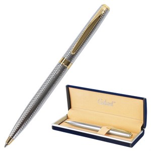 Ручка подарочная шариковая GALANT "Marburg", корпус серебристый с гравировкой, золотистые детали, пишущий узел 0,7 мм, синяя, 141015 - фото 2577462