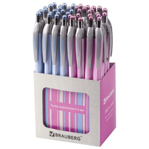 Ручка шариковая автоматическая BRAUBERG "Sakura", корпус ассорти, узел 0,5 мм, линия письма 0,3 мм, 141287 - фото 2577764