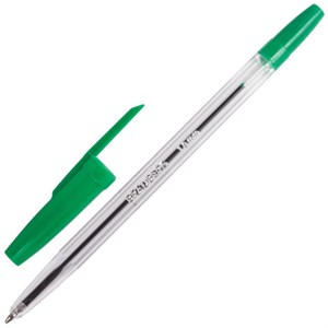 Ручка шариковая BRAUBERG "Line", ЗЕЛЕНАЯ, корпус прозрачный, узел 1 мм, линия письма 0,5 мм, 141342 - фото 2577822