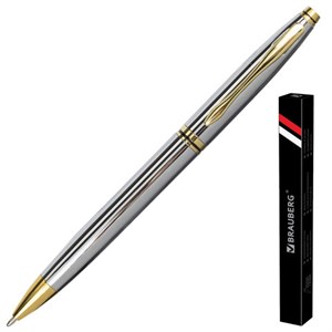Ручка подарочная шариковая BRAUBERG "De Luxe Silver", корпус серебристый, узел 1 мм, линия письма 0,7 мм, синяя, 141414 - фото 2577952